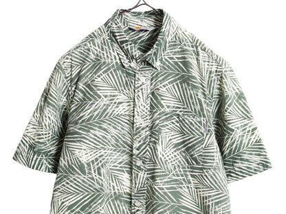 カーハート WIP 総柄 半袖 ボタンダウン シャツ メンズ M / Carhartt ワーク 半袖シャツ アロハ ハワイアン ポケット付き ワンポイント BD