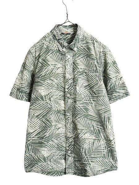 カーハート WIP 総柄 半袖 ボタンダウン シャツ メンズ M / Carhartt ワーク 半袖シャツ アロハ ハワイアン ポケット付き ワンポイント BD