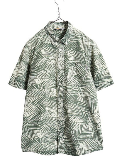 カーハート WIP 総柄 半袖 ボタンダウン シャツ メンズ M / Carhartt ワーク 半袖シャツ アロハ ハワイアン ポケット付き ワンポイント BD