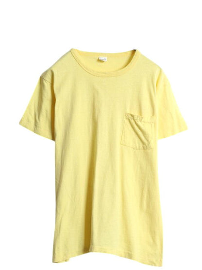 80s USA製 ポケット付き 無地 半袖 Tシャツ メンズ L 小さめ M 程/ ヴィンテージ シングルステッチ クルーネック カットソー 耳付き ポケT