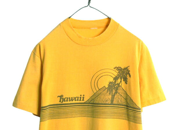 80s ハワイ アート イラスト 両面 プリント Tシャツ メンズ M 程 ヴィンテージ シングルステッチ グラフィック サーフ アロハ カットソー