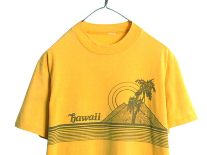 80s ハワイ アート イラスト 両面 プリント Tシャツ メンズ M 程 ヴィンテージ シングルステッチ グラフィック サーフ アロハ カットソー