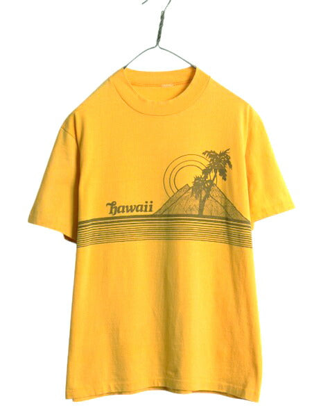 80s ハワイ アート イラスト 両面 プリント Tシャツ メンズ M 程 ヴィンテージ シングルステッチ グラフィック サーフ アロハ カットソー