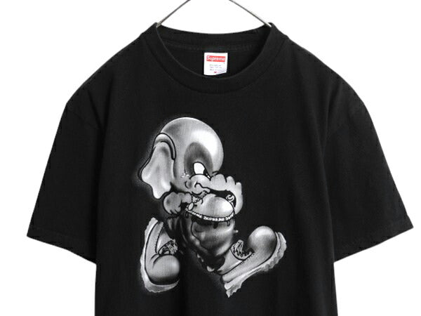 22AW USA製 シュプリーム エレファント キャラクター イラスト プリント Tシャツ メンズ M / グラフィック アート ヘビーウェイト ゾウ 黒
