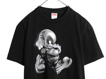22AW USA製 シュプリーム エレファント キャラクター イラスト プリント Tシャツ メンズ M / グラフィック アート ヘビーウェイト ゾウ 黒