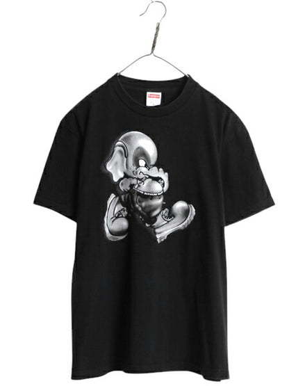 22AW USA製 シュプリーム エレファント キャラクター イラスト プリント Tシャツ メンズ M / グラフィック アート ヘビーウェイト ゾウ 黒