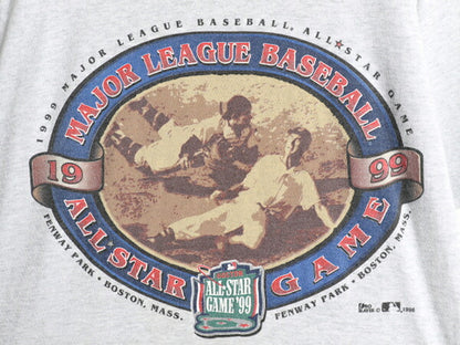 90s USA製 オールスター ゲーム イラスト 両面 プリント 半袖 Tシャツ メンズ M 程 オールド MLB オフィシャル アート シングルステッチ 灰