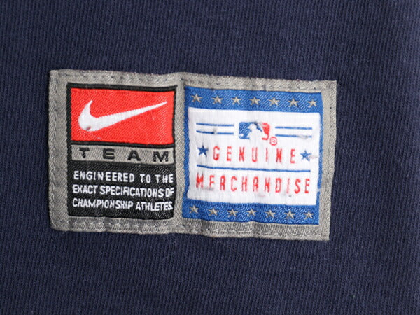 ナイキ ヤンキース ロゴ パッチ 刺繍 半袖 Tシャツ メンズ L / MLB オフィシャル 大リーグ ベースボール センター スモール スウッシュ 紺