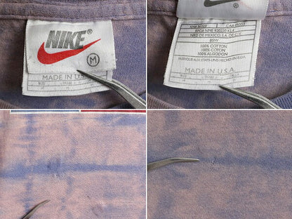 90s USA製 ■ ナイキ ブリーチ タイダイ プリント 半袖 Tシャツ メンズ M / 古着 NIKE 90年代 ヘビーウェイト ロゴT プリントT スウッシュ