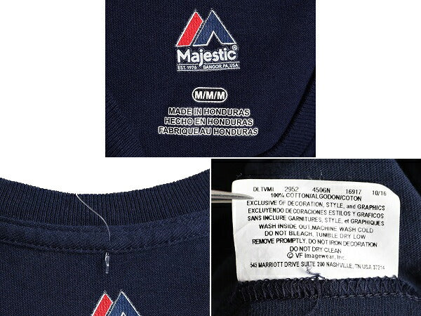デッドストック ■ MLB オフィシャル Majestic レッドソックス プリント 半袖 Tシャツ メンズ M / ロゴT メジャーリーグ ヘビーウェイト 紺