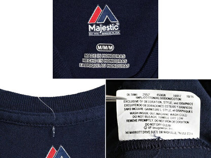 デッドストック ■ MLB オフィシャル Majestic レッドソックス プリント 半袖 Tシャツ メンズ M / ロゴT メジャーリーグ ヘビーウェイト 紺