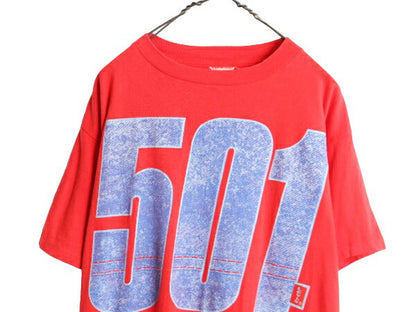 90s リーバイス 501 プリント 半袖 Tシャツ メンズ L 程/ 90年代 オールド Levis イラスト ロゴT ヘビーウェイト シングルステッチ 企業物
