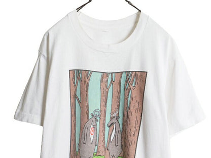 90s ジョーク キャラクター イラスト プリント Tシャツ メンズ M 程/ 古着 オールド アート グラフィック シングルステッチ ヘビーウェイト