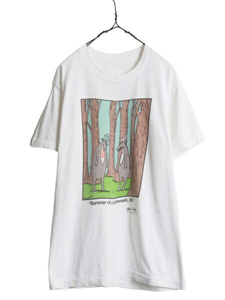 90s ジョーク キャラクター イラスト プリント Tシャツ メンズ M 程/ 古着 オールド アート グラフィック シングルステッチ ヘビーウェイト