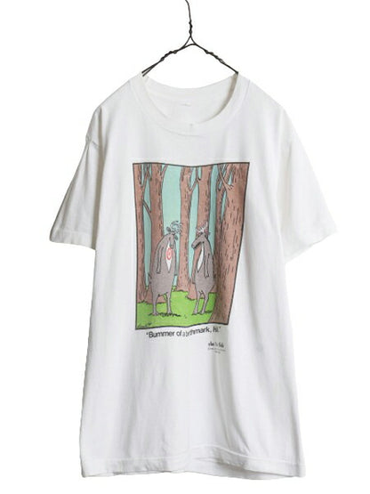 90s ジョーク キャラクター イラスト プリント Tシャツ メンズ M 程/ 古着 オールド アート グラフィック シングルステッチ ヘビーウェイト