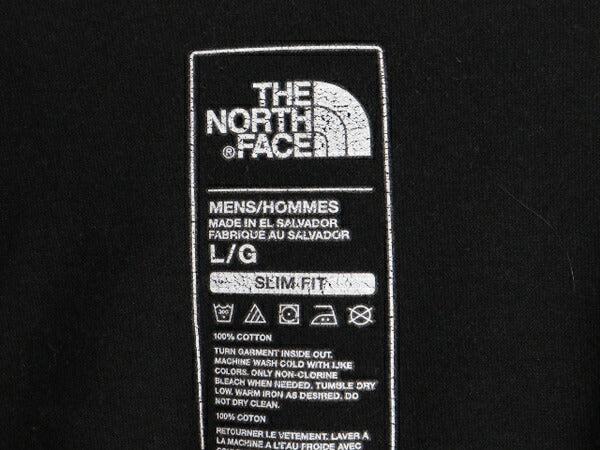 ノースフェイス 染込み プリント 半袖 Tシャツ メンズ L 古着 The North Face 黒 アウトドア グラフィック アート スリムフィット ブラック