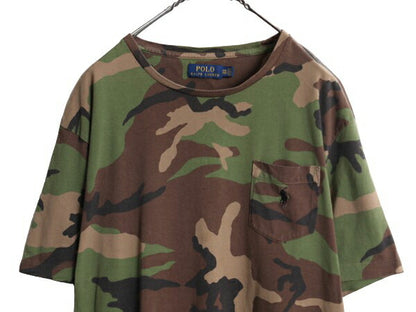 ポロ ラルフローレン ポケット付き 迷彩 半袖 Tシャツ メンズ XXL 総柄 ポケT カモフラ ポケットT コットン シングルステッチ ワンポイント