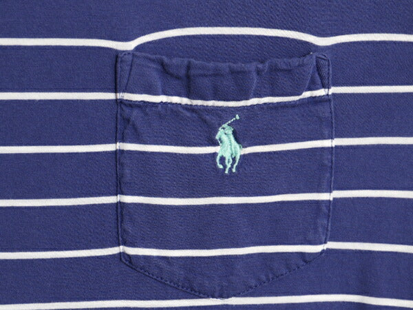 ポロ ラルフローレン ポケット付き ボーダー 半袖 Tシャツ メンズ L / ポケT シングルステッチ コットン カットソー ワンポイント 2トーン