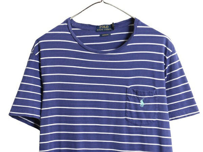 ポロ ラルフローレン ポケット付き ボーダー 半袖 Tシャツ メンズ L / ポケT シングルステッチ コットン カットソー ワンポイント 2トーン