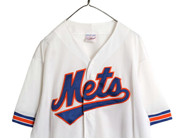 USA製 メッツ ベースボール シャツ メンズ XXL 程/ 古着 MLB オフィシャル マジェスティック 大リーグ ユニフォーム メッシュ 大きいサイズ