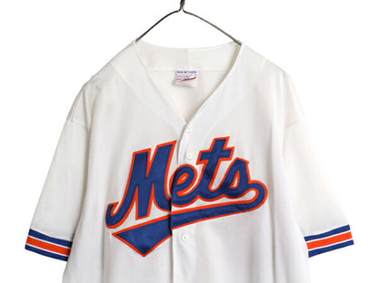 USA製 メッツ ベースボール シャツ メンズ XXL 程/ 古着 MLB オフィシャル マジェスティック 大リーグ ユニフォーム メッシュ 大きいサイズ