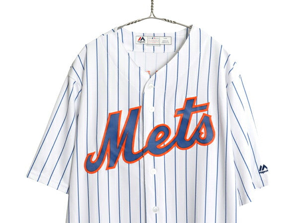USA製 メッツ ベースボール シャツ メンズ L / MLB オフィシャル マジェスティック 大リーグ ユニフォーム ゲームシャツ 重ね着 半袖シャツ