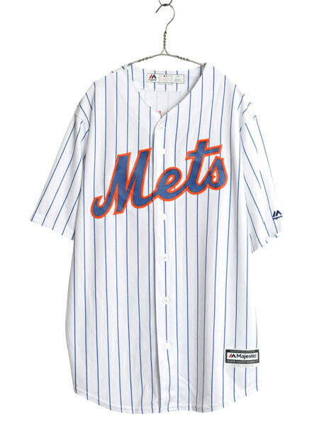 USA製 メッツ ベースボール シャツ メンズ L / MLB オフィシャル マジェスティック 大リーグ ユニフォーム ゲームシャツ 重ね着 半袖シャツ