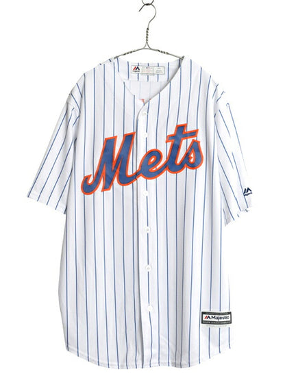 USA製 メッツ ベースボール シャツ メンズ L / MLB オフィシャル マジェスティック 大リーグ ユニフォーム ゲームシャツ 重ね着 半袖シャツ
