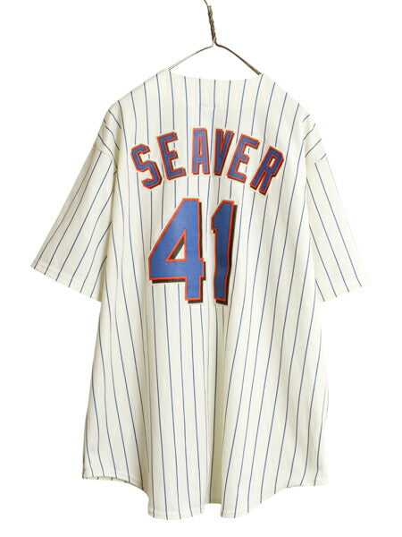 メッツ ベースボール シャツ メンズ XL / MLB オフィシャル マジェスティック 大リーグ ユニフォーム ゲームシャツ 大きいサイズ ジャージ