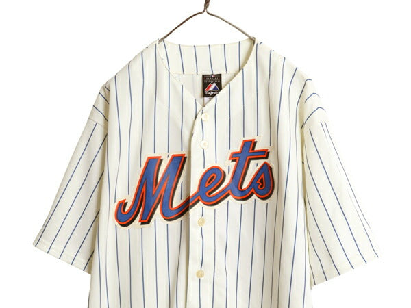 メッツ ベースボール シャツ メンズ XL / MLB オフィシャル マジェスティック 大リーグ ユニフォーム ゲームシャツ 大きいサイズ ジャージ