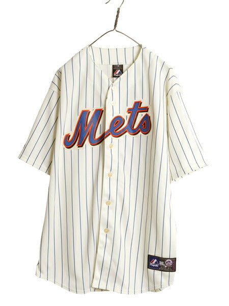 メッツ ベースボール シャツ メンズ XL / MLB オフィシャル マジェスティック 大リーグ ユニフォーム ゲームシャツ 大きいサイズ ジャージ