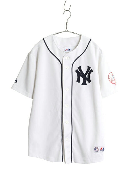 ヤンキース ベースボール シャツ メンズ S 程/ MLB オフィシャル マジェスティック 大リーグ ユニフォーム ゲームシャツ 半袖シャツ 重ね着
