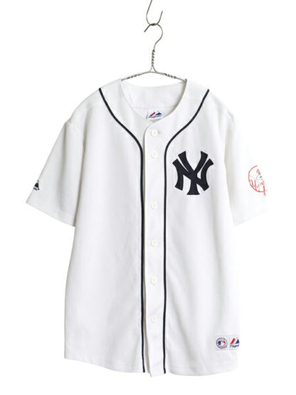 ヤンキース ベースボール シャツ メンズ S 程/ MLB オフィシャル マジェスティック 大リーグ ユニフォーム ゲームシャツ 半袖シャツ 重ね着