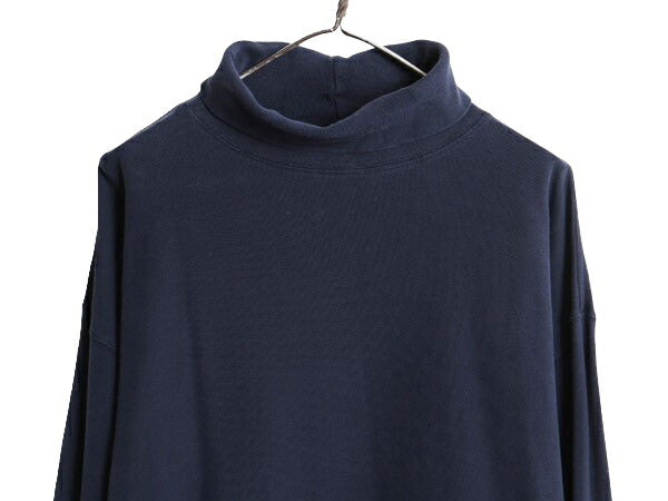 80s ブルックスブラザーズ タートルネック 鹿の子 長袖 Tシャツ メンズ XL ヴィンテージ Brooks Brothers ヘビーウェイト 大きいサイズ 紺