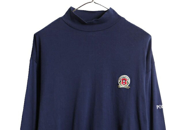 ペルー製 高級 ピマコットン ポロゴルフ ラルフローレン モックネック 長袖 Tシャツ メンズ L POLO GOLF ハイネック ストレッチ カットソー