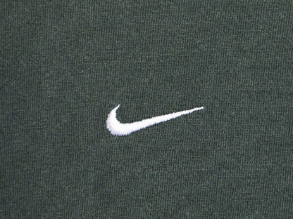 00s ナイキ センター スモール スウッシュ 刺繍 長袖 Tシャツ メンズ XXL / オールド NIKE ロンT コットン ヘビーウェイト 大きいサイズ 緑