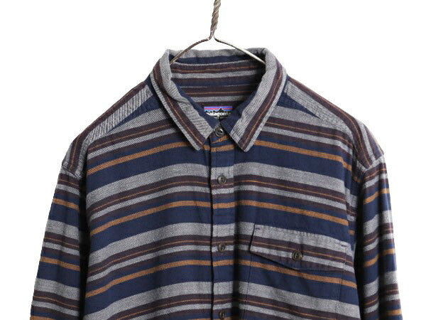 16年製 パタゴニア ロングスリーブ フィヨルド 長袖 フランネル シャツ メンズ M / Patagonia オーガニック コットン ネルシャツ ボーダー
