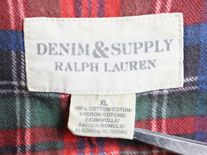デニム&サプライ ラルフローレン チェック プリント フランネル シャツ メンズ XL DENIM&SUPPLY ポロ ネルシャツ 長袖シャツ マルチカラー