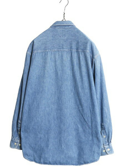90s OLD GAP デニム 長袖 ボタンダウン シャツ メンズ L 90年代 オールド ギャップ ヘビーウェイト コットン 長袖シャツ ワーク 紺タグ BD