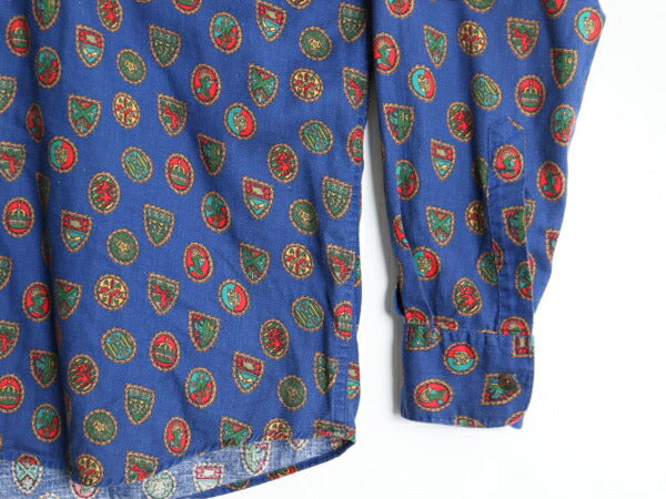90s OLD GAP 総柄 長袖 ボタンダウン シャツ メンズ M / 90年代 オールド ギャップ 長袖シャツ コットン マルチカラー 紺タグ ポケット付き
