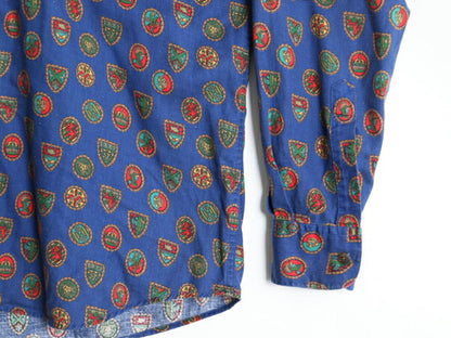 90s OLD GAP 総柄 長袖 ボタンダウン シャツ メンズ M / 90年代 オールド ギャップ 長袖シャツ コットン マルチカラー 紺タグ ポケット付き