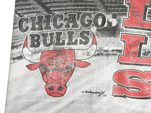 90s ブルズ オールオーバー プリント 半袖 Tシャツ メンズ S 程/ オールド NBA オフィシャル バスケ アート イラスト マイケル ジョーダン