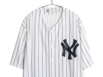 ヤンキース ベースボール シャツ メンズ XL MLB オフィシャル マジェスティック 大リーグ ユニフォーム ゲームシャツ 重ね着 大きいサイズ