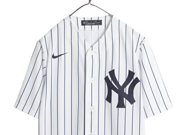 ヤンキース ベースボール シャツ メンズ S / MLB オフィシャル ナイキ スウッシュ 大リーグ ユニフォーム ゲームシャツ 半袖シャツ 重ね着