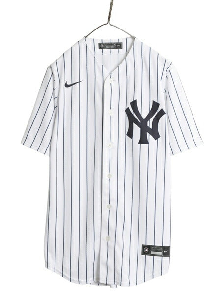 ヤンキース ベースボール シャツ メンズ S / MLB オフィシャル ナイキ スウッシュ 大リーグ ユニフォーム ゲームシャツ 半袖シャツ 重ね着