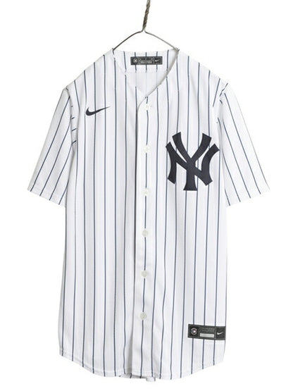ヤンキース ベースボール シャツ メンズ S / MLB オフィシャル ナイキ スウッシュ 大リーグ ユニフォーム ゲームシャツ 半袖シャツ 重ね着