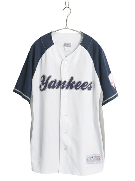 ヤンキース ベースボール シャツ メンズ L 程 MLB オフィシャル 大リーグ ユニフォーム ゲームシャツ 半袖シャツ 重ね着 前開き 半袖シャツ