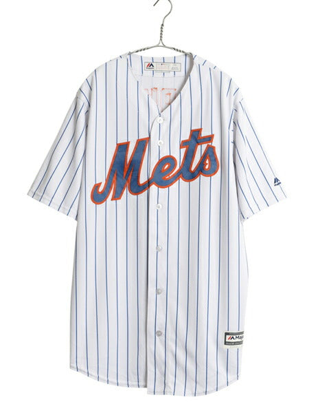 USA製 メッツ ベースボール シャツ メンズ L / MLB オフィシャル マジェスティック 大リーグ ユニフォーム ゲームシャツ 重ね着 半袖シャツ