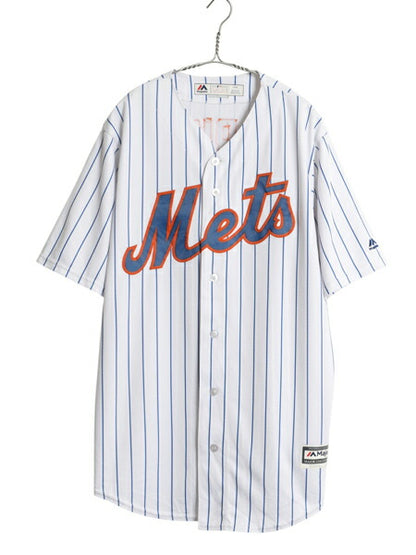 USA製 メッツ ベースボール シャツ メンズ L / MLB オフィシャル マジェスティック 大リーグ ユニフォーム ゲームシャツ 重ね着 半袖シャツ