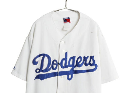 ドジャース ベースボール シャツ メンズ XXL 程/ MLB オフィシャル マジェスティック 大リーグ ユニフォーム ゲームシャツ 大きいサイズ 白